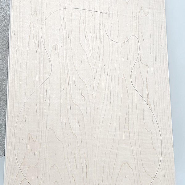 Tapa tallada 1A de arce rizado encolado - Madera de luthier (21" x 15" - 14-3/4" x 15/16")