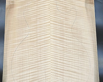 Figured 4A Curly Maple Droptop Glued Guitar Luthier Wood (21" x 15-3/4" x 7/16")