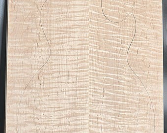Figured 4A Curly Maple Droptop Glued Guitar Luthier Wood (20-3/4 x 15-1/4 x 7/16