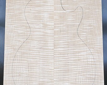 Figured 5A Curly Maple Droptop Glued Guitar Luthier Wood 20-1/2 x 15-5/8 x 7/16