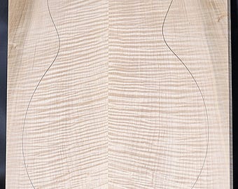 Figured 4A Curly Maple Droptop Glued Guitar Luthier Wood 20-3/4 x 15-3/4 x 7/16