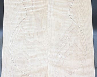 Carve Top 1A Curly Maple-Glued Up-Guitar Luthier Wood (21 x 16 - 15-1/2 x 15/16)