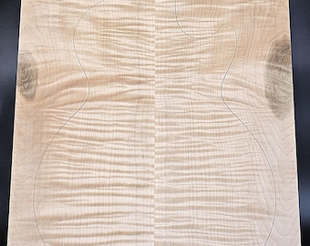 Figured 4A Curly Maple Droptop Glued Guitar Luthier Wood (21" x 15-1/2" x 3/8")