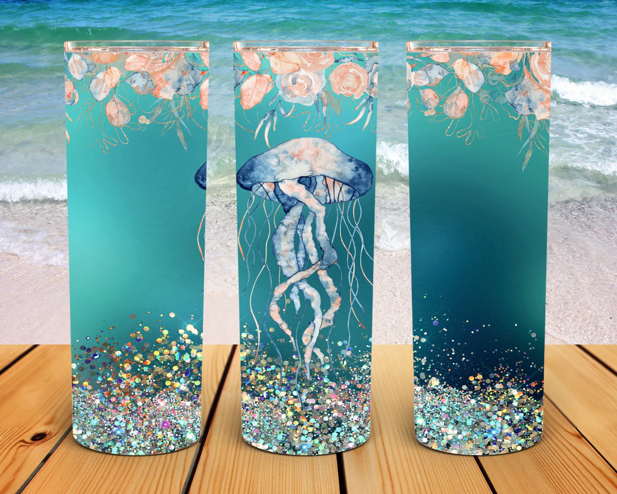 Jellyfish Tumbler Designs 20 oz skinny tumbler sublimation