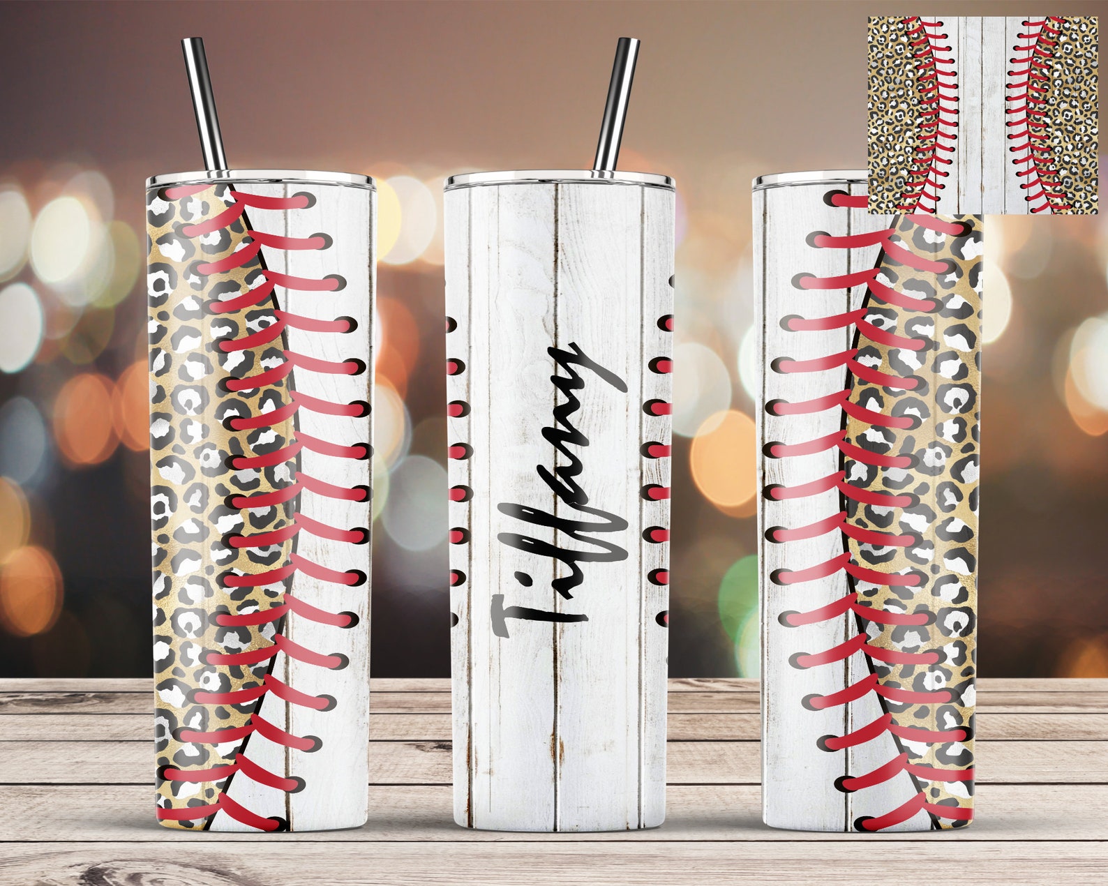 Wooden Leopard Print Baseball Tumbler Sublimation Design For Etsy