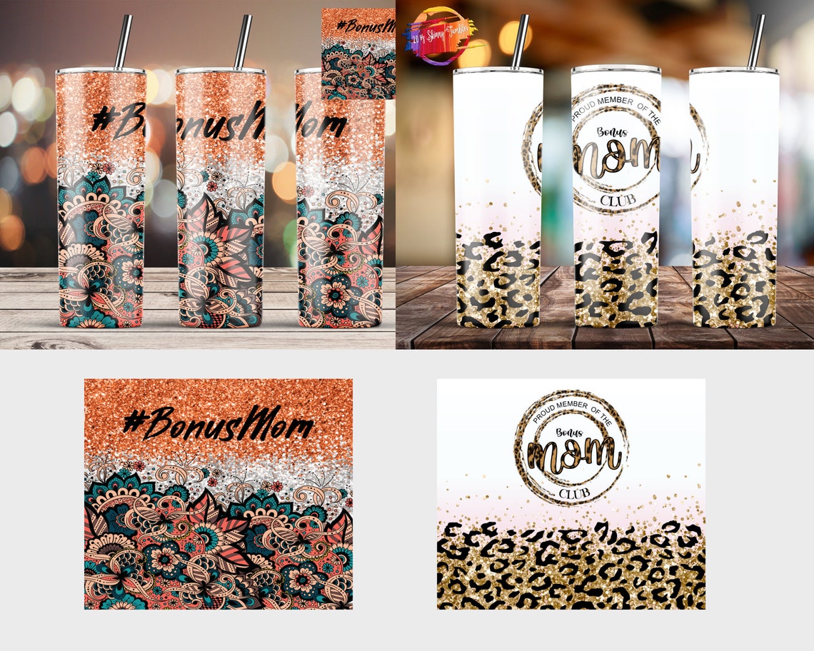 Download Bonus Mom 20oz Skinny Tumbler Design Sublimation Designs ...