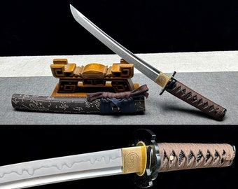 Hantverkskollektion, handgjord tanto, riktig katana, japanskt samurajsvärd, utsökt tanto, full tang
