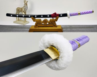 Las espadas de anime son reales, katana cosplay, katana japonesa, réplica de espadas de anime, katana larga, colección de artesanía