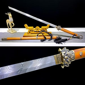 Handicraft collection，Handmade Tang Hengdao, true swords, Damascus steel, personalized sword, crafts, collectibles,Full Tang