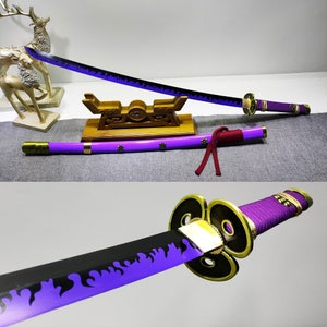 Handicraft collection，Real anime sword, handmade katana, purple scabbard and blade, long katana, Full Tang katana, katana cosplay