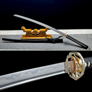 Handicraft collection，Damascus steel special clay quenched, handmade katana, real katana, japanese katana, exquisite katana, full tang