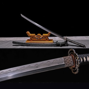 Handicraft collection，Damascus Steel Clip Steel, Burning Blade, Special Quenching, Handmade, Exquisite Katana, Long Katana, Full Tang