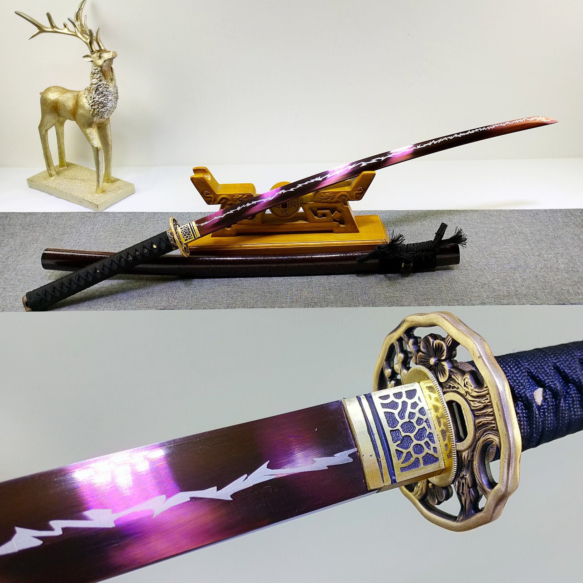 Handmade Katana Purple Blade Japanese Katana Real Katana Etsy