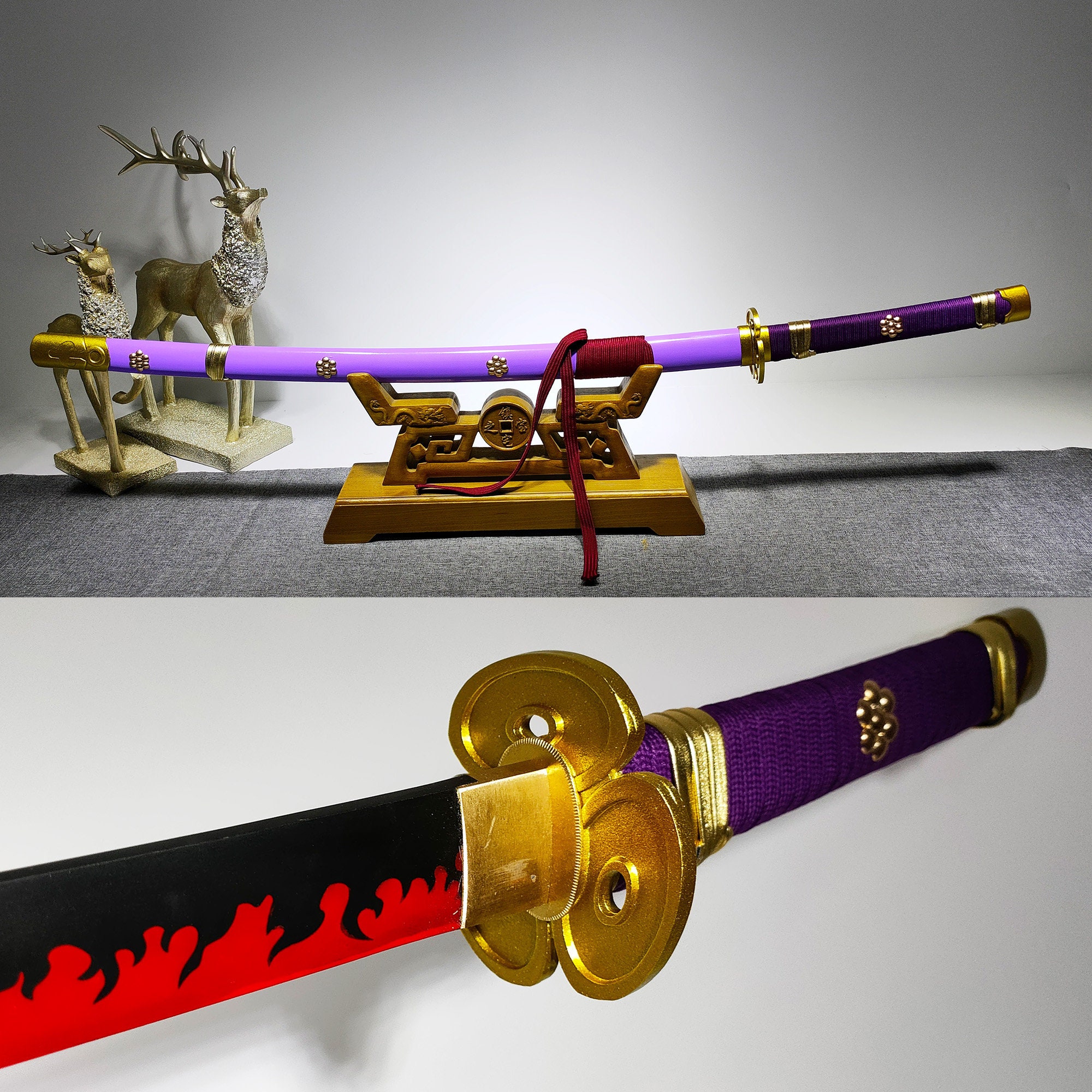 42 Fantasy Anime Sword Video Game Weapon Replica with Neon Color Ropes