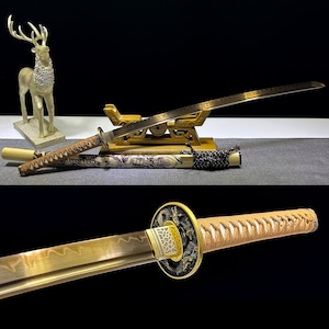 Handicraft collection，1095 Steel Special Clay Quenching, Burning Blade, Handmade Katana,  Japanese Katana,  Long Katana, Full Tang