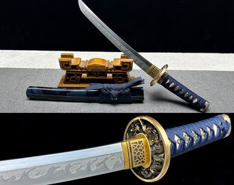 Handicraft collection,Personalized T10 Special Clay Tempered, Handmade Tanto, Burning Blade, Real Samurai Sword, Full Tang