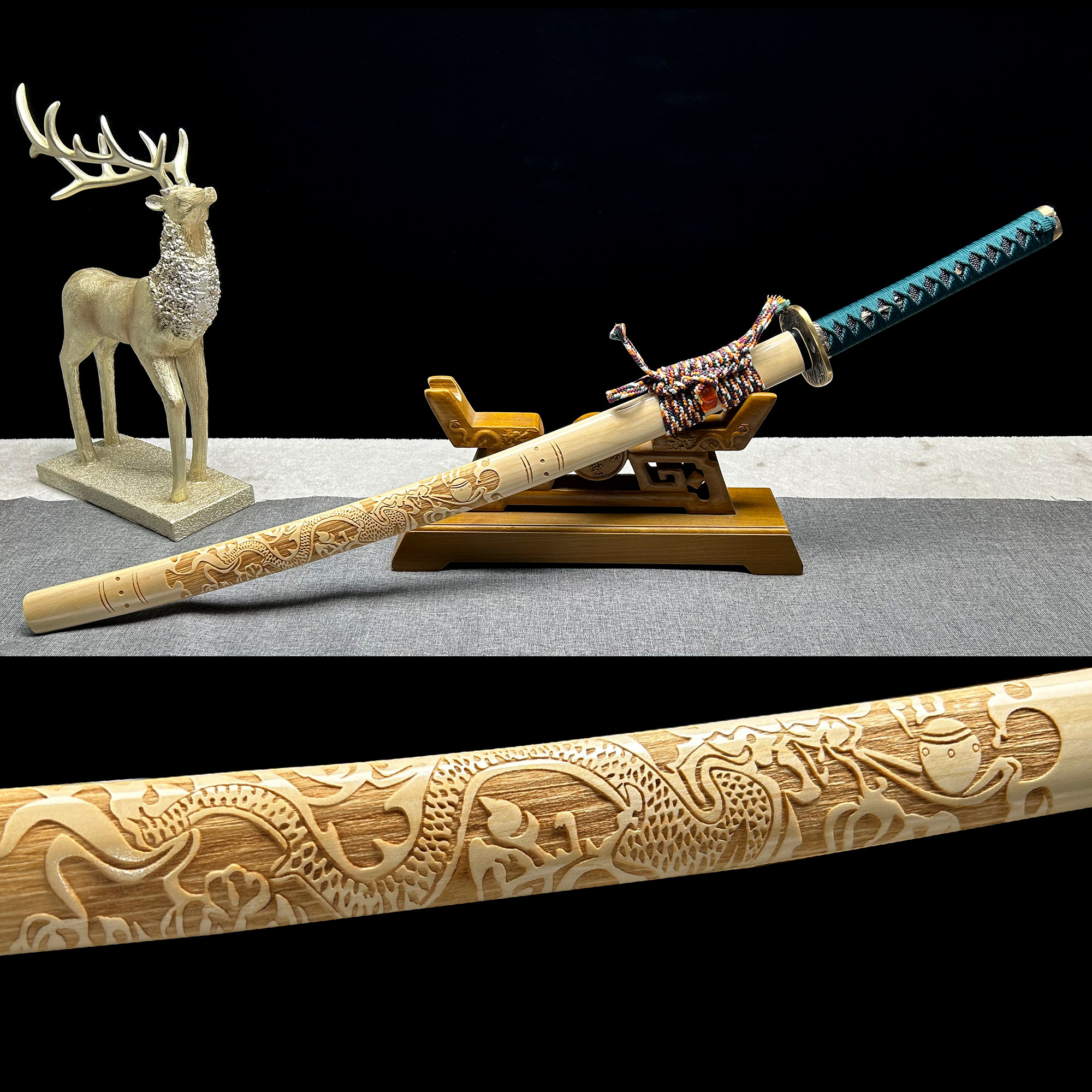 Dark Devil Katana, Katana de madera, espada samurái japonesa, espada de  madera hecha a mano, hoja de palisandro/hoja de bambú -  México