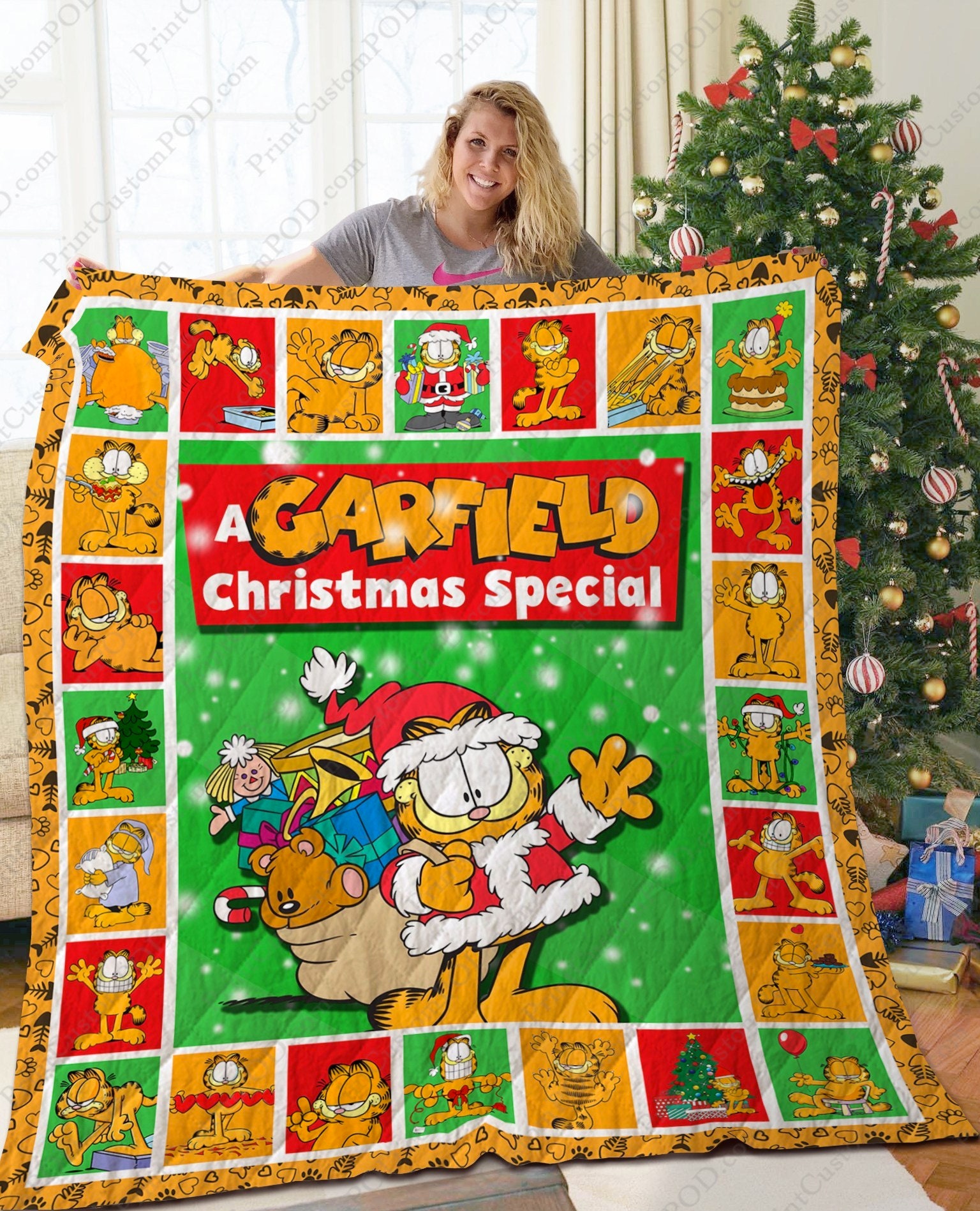 Garfield Weihnachten Film Cartoon Quilt Decke Bettwäsche Etsy