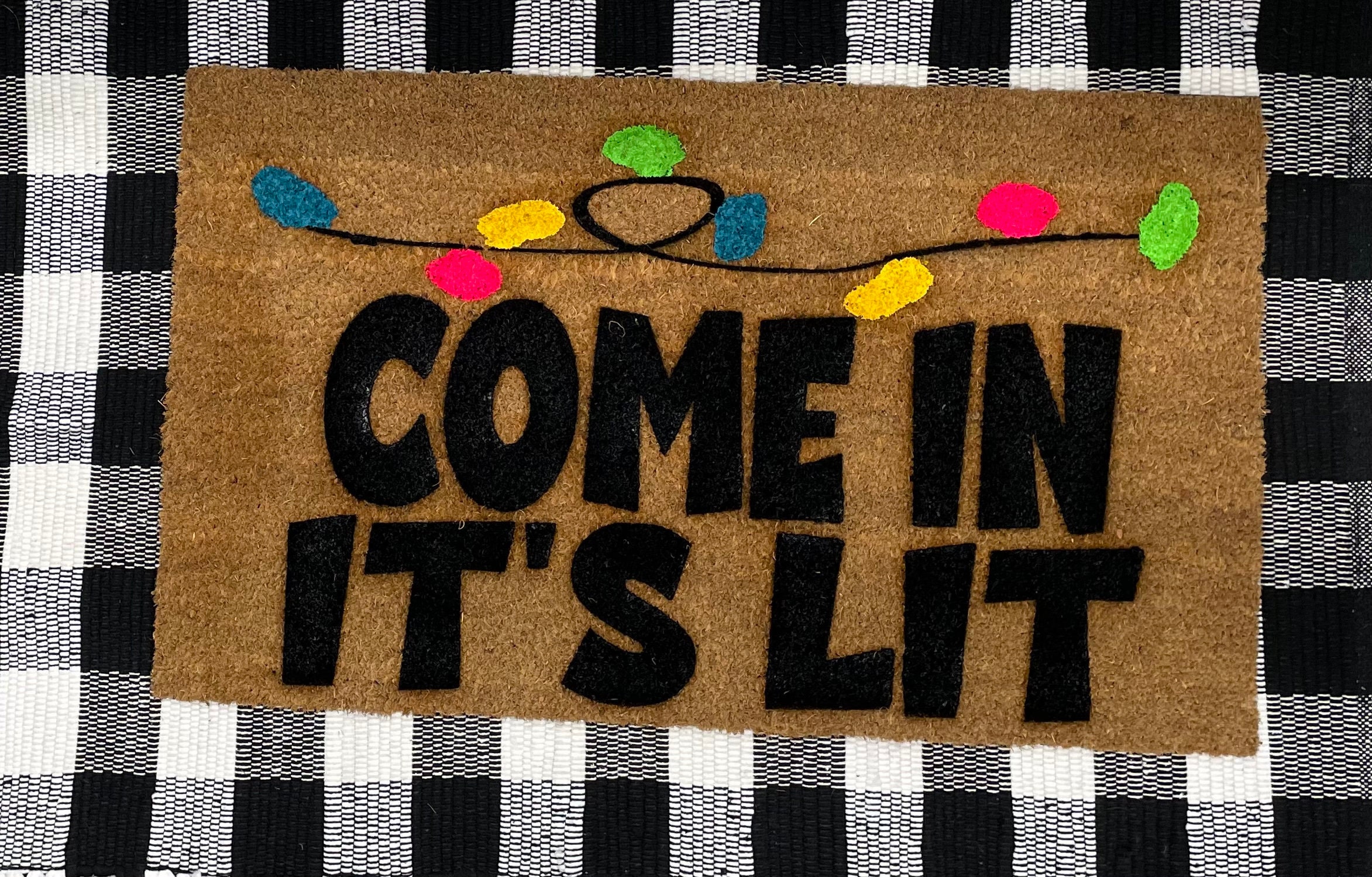 Custom mats come in its lit door mat funny sayings catchy Etsy