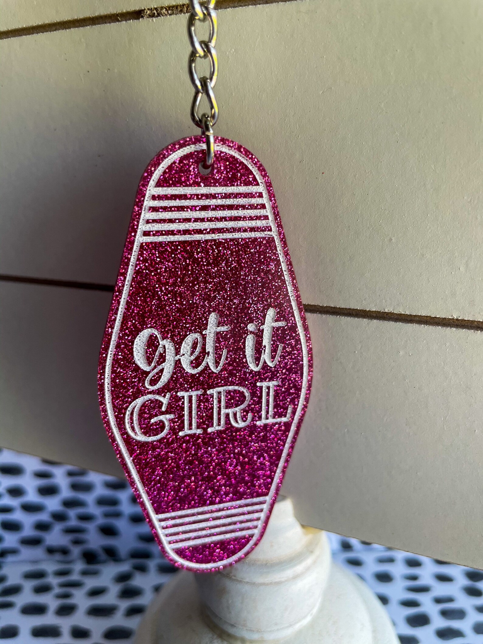 Acrylic Sparkle Hotel Keychain white outline | Etsy