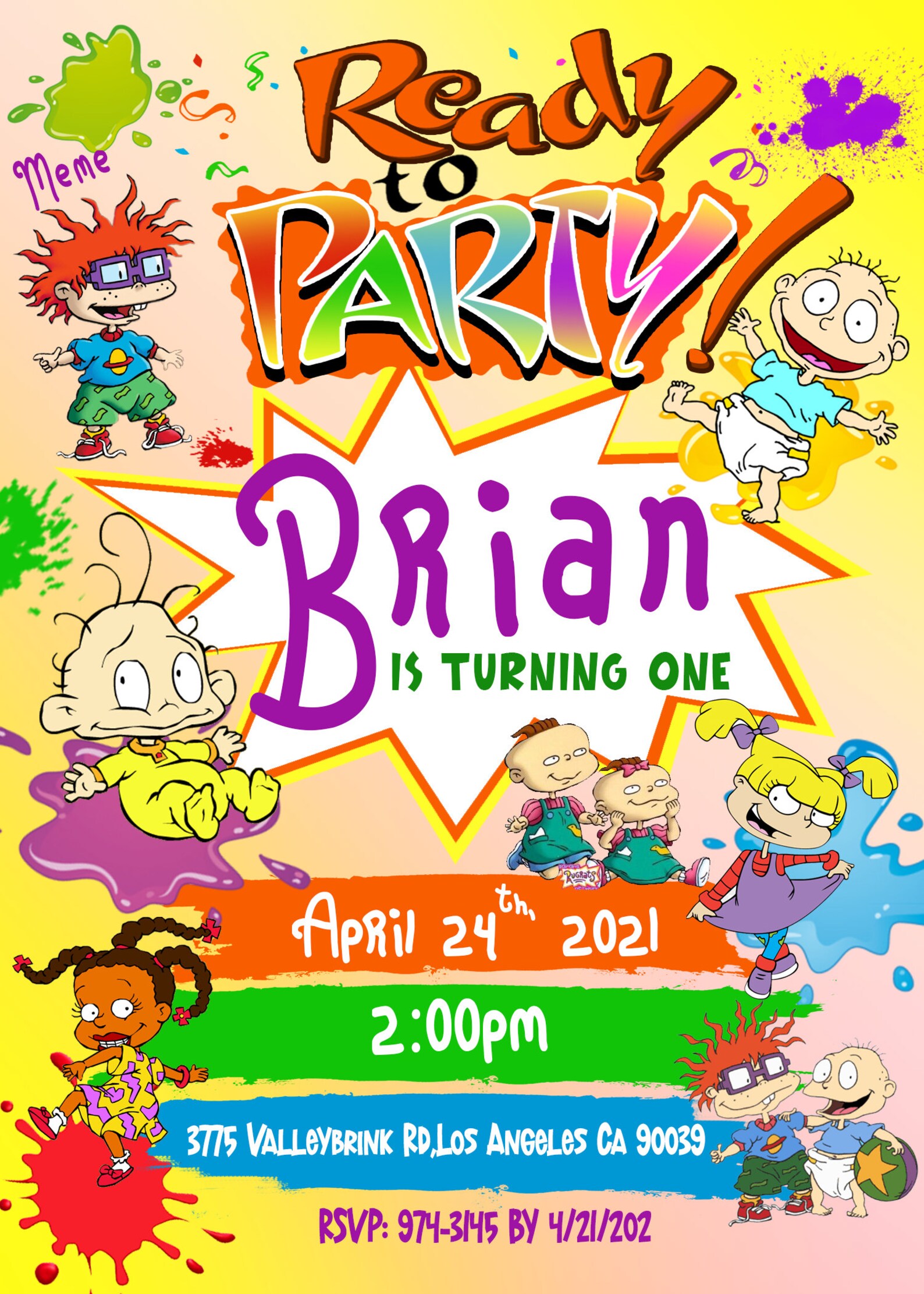 Rugrats Birthday Invitation Rugrats Family Birthday Party Etsy