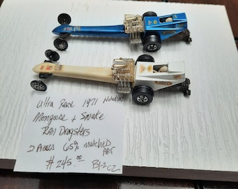 Ultra Rare 1971 Hot Wheels Mongoose + Snake Rail Dragsters 2-pieces, 65% Matched Pair