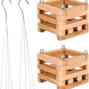 FREE SHIP 2 - 4" Square Cedar Orchid Basket with 30" Galvanized Hangers