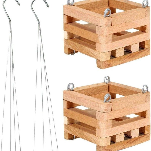 thumbnail image 2 of Orchidmate.com 4-Square Wood Mounted Hanging Orchid Basket – Bamboo Plant Pot 2 of 3