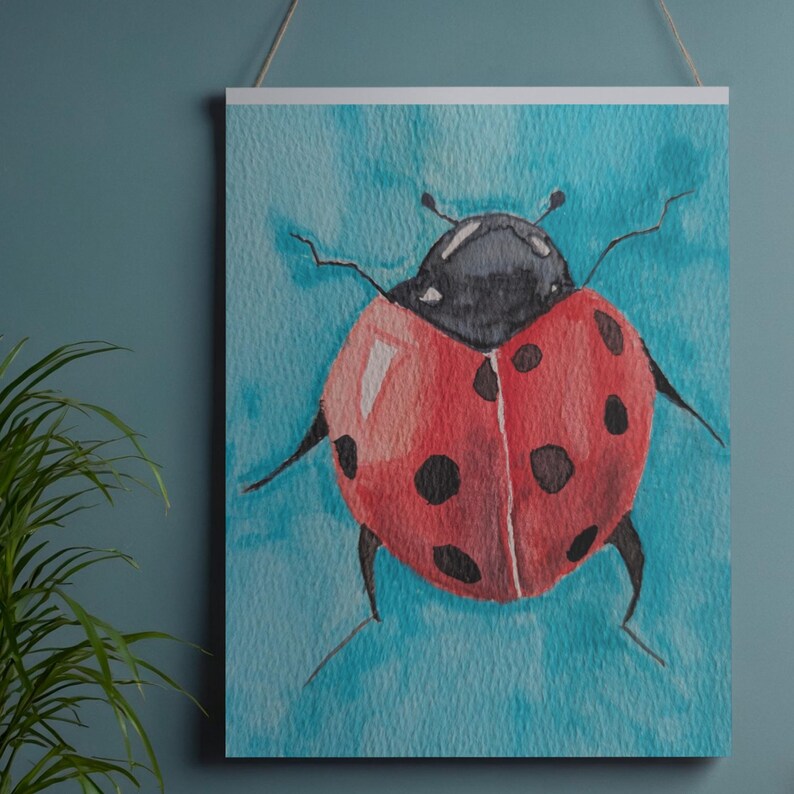 Ladybug Watercolor Print | Red Insect Wall Art | Nature Digital ...