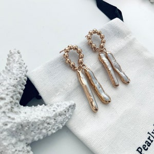Baroque pearl dangle｜unique design | freshwater pearl | wedding | gift | statement |