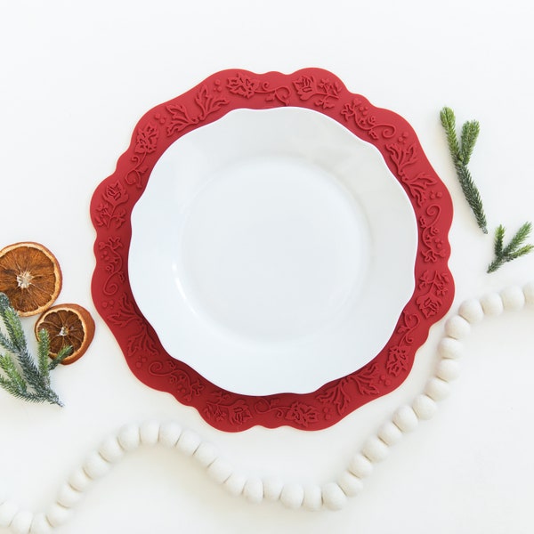 Silicone placemat table setting Silicone Placemat for Dining, Tabletop, Kitchen Table Red table mat