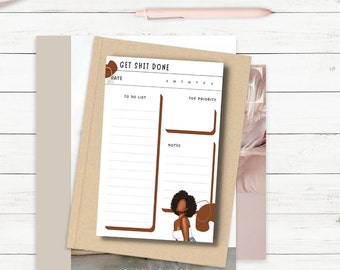 Get Sh*t Done To Do List Notepad | Memo Pad | African American Stationery | Woman Notes | Message | Reminders | To Do List | Plan