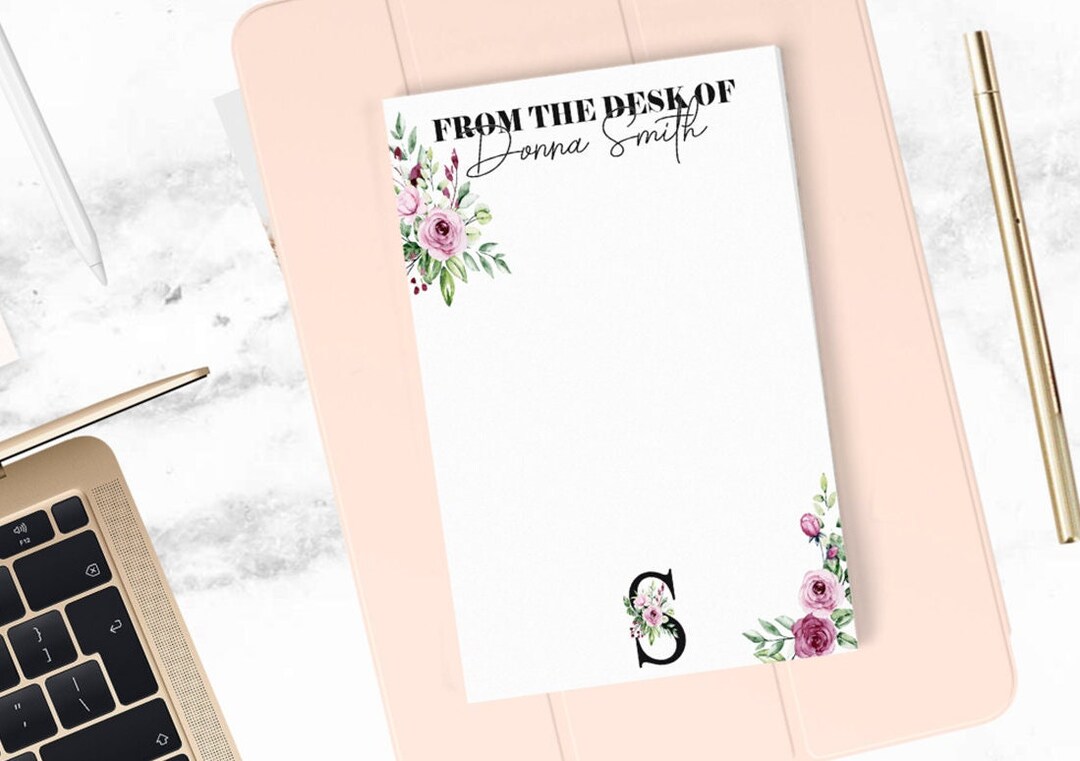 Flowered From the Desk of Personalized Notepad | Memo Pad | Flowered ...