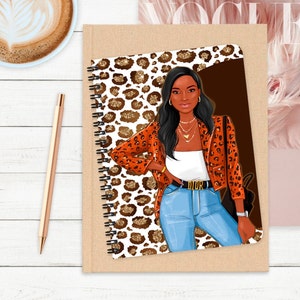 Fly Girl Notebook | Hardcover 6&quot; * 9&quot; Spiral notebook | Journal | Woman Notebook | African American |