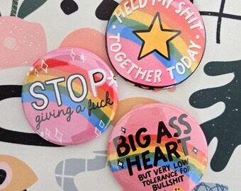 Big Ass Heart Magnet Set | Three (3) 2.25" Round Magnetic Buttons | Gift | Accessory | Fridge Magnet | Locker Magnet