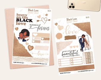 Black Love Sticker Sheets | Waterproof | Planner Stickers | Journal Stickers | Bullet Journaling