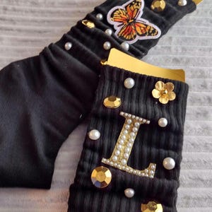Custom Socks-Freestyle Junk Socks-Slouch Socks-Junk Socks-Graduation Socks-Themed Socks-Awareness Socks-Personal Socks Initials-Bling Socks