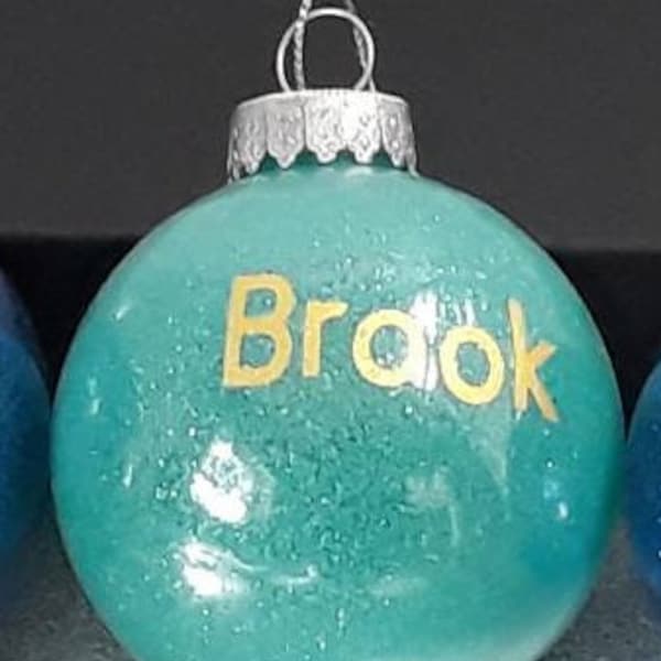 Glitter Ornaments-Personalized Ornaments-Custom Name Ornament-Glass Ornament-Name Ornaments-Flat Round Ornaments-Personalized Name Ornaments