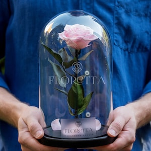 Preserved Rose in Glass Dome – Eternal Real Flower Gift for Anniversary, Wedding, Valentine’s Day, Birthday – Handmade & Hypoallergenic