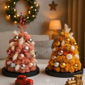 Custom Order | Handcrafted Christmas Tree | Unique Wooden Christmas Tree | Dusty Rose and Gold Decor | Holiday Dried Flower Arrangement