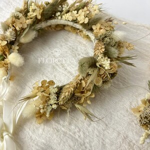Rustic Hair Accessories for Bridesmaid Girls, Beige Wildflowers Headband, Handmade Wedding Accessories for Bride and Groom