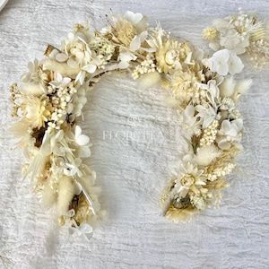 Dried Flower Crown | Natural Floral Headpiece for Weddings, Boho Bridal Tiara or Festival Wreath | Handmade, Hypoallergenic Gift