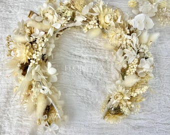 Dried Flower Crown | Natural Floral Headpiece for Weddings, Boho Bridal Tiara or Festival Wreath | Handmade, Hypoallergenic Gift