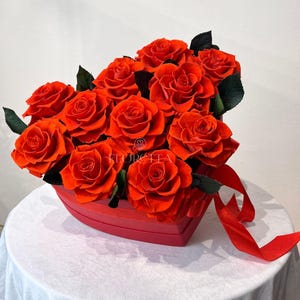Real Red Roses, 12 Preserved Roses in Elegant Round Box and 11 Roses in Heart Shape Box, Perfect Gift for Her, Romantic Gift