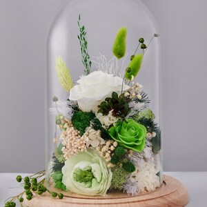 Gift For Wife, Preserved Flower Dome – Handmade Glass Dome Arrangement – Everlasting Floral Gift – Home Décor & Wedding Centerpiec