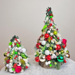 Handmade Mini Christmas Trees Set | Holiday Table Centerpiece | Custom Color Christmas Decor for Home or Office