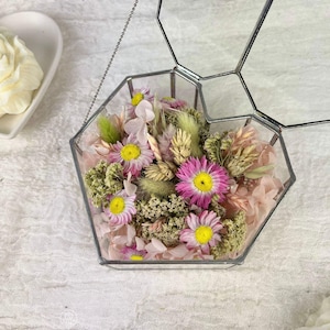 Clear Glass Heart Ring Box Vintage Flowers • Handmade Engagement Wedding Set with Dried Flowers • Elegant Gift Box • Vintage Ring Box