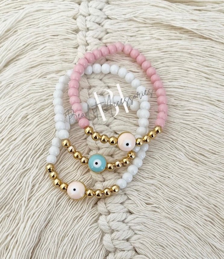 Evil eye bracelet for child or adult | beaded bracelet | newborn gift for baby | mom to be gift | Evil eye protection jewelry | mama & mini