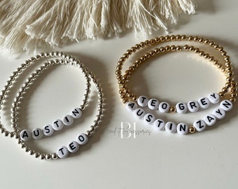 Name bracelet | gold plated bead bracelet | friendship bracelet | gift for mama | children’s name personalized jewelry | valentine | mother