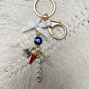 Personalized Protection keychains | evil eye | Italian horn | good luck charm | gift | mati | keychain | birthday gift for her